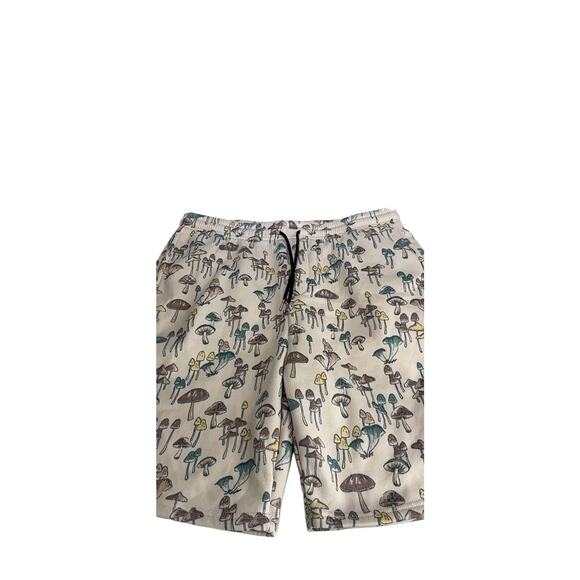 public record Pull on Drawstring Bermuda mushroom print Pockets shorts Size XL - Picture 2 of 8